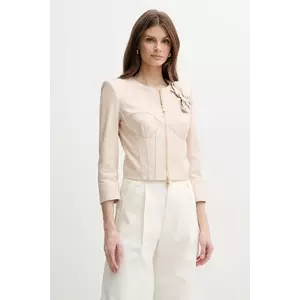 Elisabetta Franchi geaca de piele culoarea bej, de tranzitie, GD45Z51E2 imagine