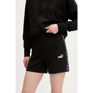 Puma pantaloni scurti femei, culoarea negru, cu imprimeu, high waist, 685012 imagine