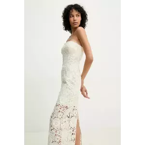 Rotate rochie culoarea bej, midi, mulată, 113781857 imagine