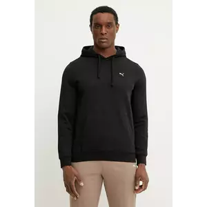 Puma hanorac de bumbac barbati, culoarea negru, cu glugă, neted, 684728 imagine