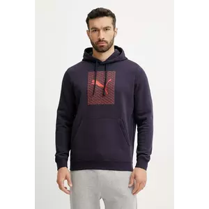 Puma bluza barbati, culoarea albastru marin, cu glugă, cu imprimeu, 684669 imagine
