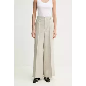 Herskind pantaloni din amestec de in Poppy femei, culoarea bej, lat, high waist, 5542188 imagine