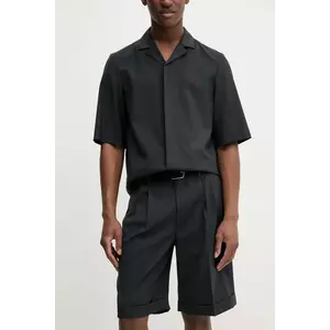 BARENA VENEZIA pantaloni scurți din lână Camicia Mola barbati, culoarea negru, PAU5095.478 imagine