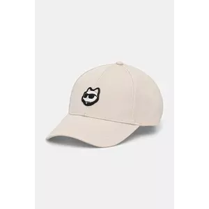 Karl Lagerfeld șapcă de baseball din bumbac culoarea bej, cu imprimeu, A2W33060 imagine