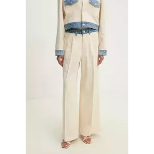 Moschino Jeans pantaloni culoarea bej, lat, high waist, 0346 3717 imagine