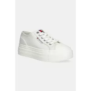 Tommy Jeans teniși FOXING FLATFORM LC culoarea alb, EN0EN02736 imagine