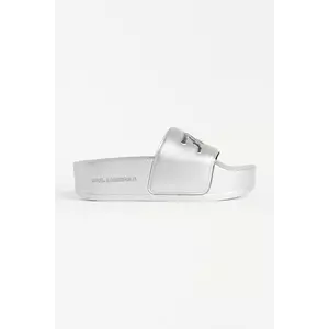 Karl Lagerfeld papuci KONDO MAXI femei, culoarea argintiu, cu platforma, KL80872 imagine