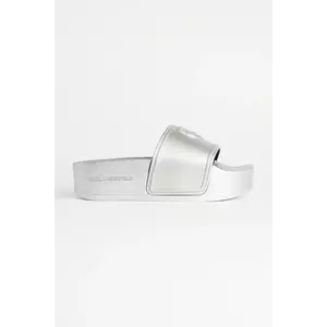 Karl Lagerfeld papuci KONDO MAXI femei, culoarea argintiu, cu platforma, KL80819M imagine