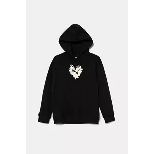 Puma hanorac de bumbac FLAMING LOVE Hoodie TR culoarea negru, cu glugă, cu imprimeu, 685109 imagine