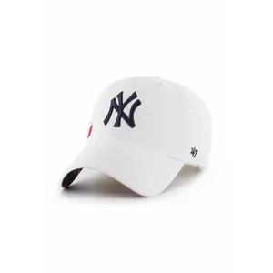 47 brand șapcă de baseball din bumbac MLB New York Yankees culoarea alb, cu imprimeu, B-CICON17GWS-WH imagine