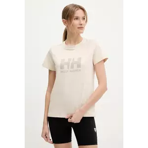 Helly Hansen tricou din bumbac HH LOGO femei, culoarea bej, 54593 imagine