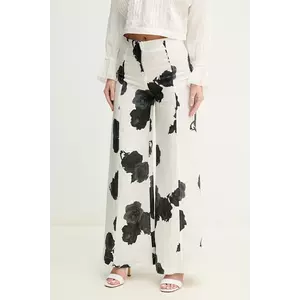 Liviana Conti pantaloni din in culoarea alb, lat, high waist, L5SL60 imagine