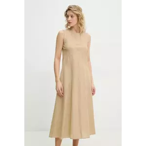 Answear Lab rochie din in culoarea bej, midi, evazată imagine