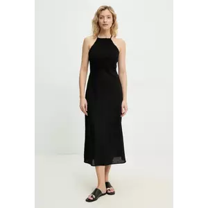 Answear Lab rochie din in culoarea negru, maxi, evazată imagine