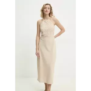 Answear Lab rochie din in culoarea bej, maxi, evazată imagine