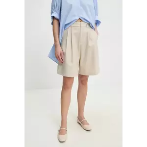 Answear Lab pantaloni scurti femei, culoarea bej, neted, high waist imagine