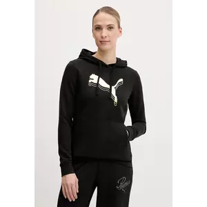Puma bluza femei, culoarea negru, cu glugă, cu imprimeu, 684997 imagine
