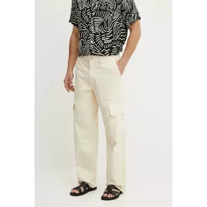 OAS pantaloni de bumbac culoarea bej, drept, 5025 imagine