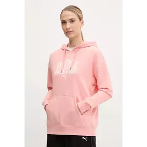 Puma bluza femei, culoarea roz, cu glugă, cu imprimeu, 685034 imagine