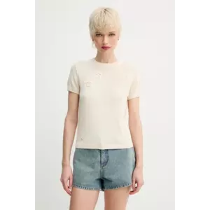 ZADIG&VOLTAIRE pulover din amestec de mătase femei, culoarea bej, light, KWSW02691 imagine