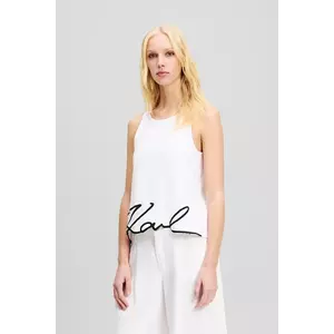 Karl Lagerfeld top din bumbac culoarea alb, A2W17066 imagine
