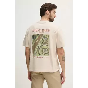 Pepe Jeans tricou din bumbac DUSTER TEE barbati, culoarea bej, cu imprimeu, PM509773 imagine