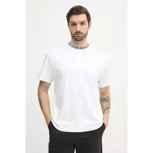 Red Bull Racing x Pepe Jeans tricou din bumbac BRANDED COLLAR TEE barbati, culoarea alb, neted, RM500021 imagine