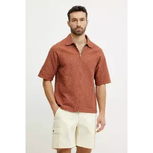 OAS cămașă din bumbac culoarea portocaliu, regular, 7060 imagine