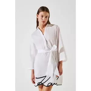 Karl Lagerfeld rochie din bumbac culoarea alb, mini, dreaptă, A2W46075 imagine