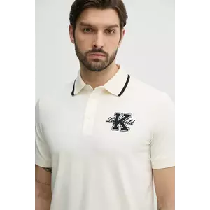Karl Lagerfeld tricou polo barbati, culoarea bej, cu imprimeu, 552221.745015 imagine