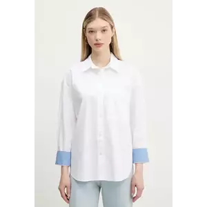 Abercrombie & Fitch camasa din bumbac femei, culoarea alb, cu guler clasic, relaxed, KI140-5059 imagine