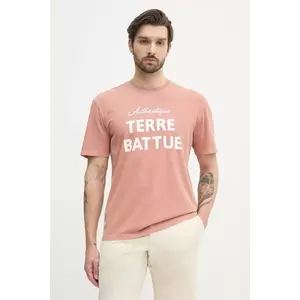 Lacoste tricou din bumbac barbati, culoarea portocaliu, cu imprimeu, TH0356 imagine