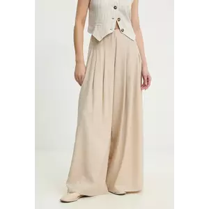 Answear Lab pantaloni culoarea bej, lat, high waist imagine