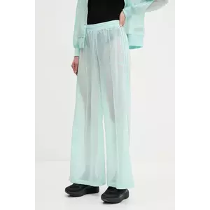 adidas Originals pantaloni Adicolor femei, culoarea turcoaz, lat, high waist, JN6126 imagine
