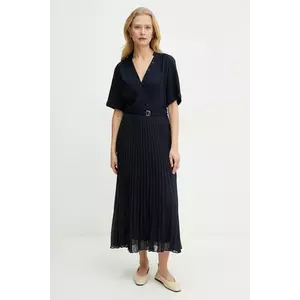 BOSS rochie culoarea bleumarin, midi, evazată, 50530564 imagine