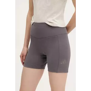 adidas pantaloni scurti ALL SZN RIB femei, culoarea violet, neted, high waist, JJ1233 imagine