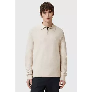 AllSaints pulover din amestec de lână STATTEN bărbați, culoarea bej M038KA imagine