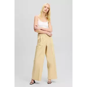 Karl Lagerfeld pantaloni femei, culoarea bej, lat, high waist, A2W10014 imagine