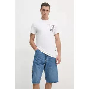 G-Star tricou din bumbac bărbați, culoarea alb, cu imprimeu, D25968-C506 imagine