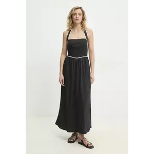 Answear Lab rochie din bumbac culoarea negru, maxi, evazată imagine
