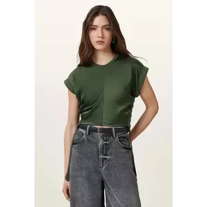 AllSaints bluza MIRA SATIN femei, culoarea verde, neted, W054JC imagine
