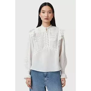 AllSaints bluza din bumbac HEATHER femei, culoarea alb, neted, W038PC imagine