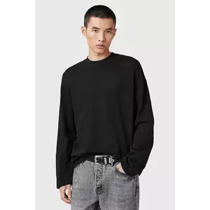 AllSaints longsleeve din bumbac FOSTER barbati, culoarea negru, neted, M026JC imagine
