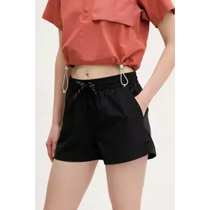 Columbia pantaloni scurti BlueVista femei, culoarea negru, neted, medium waist, 2119153 imagine