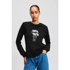 Karl Lagerfeld hanorac de bumbac femei, culoarea negru, cu imprimeu, A2W20071 imagine