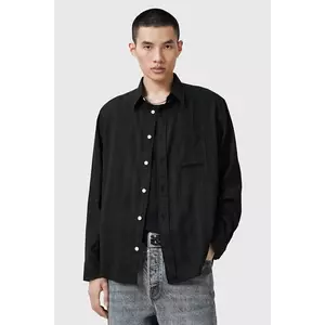 AllSaints camasa din bumbac KARMI barbati, culoarea negru, cu guler clasic, regular, M040SC imagine