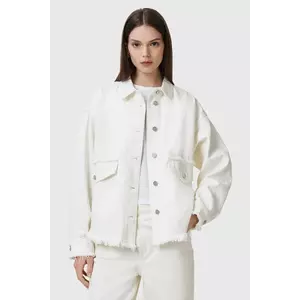 AllSaints geaca jeans HETTIE FRAY culoarea alb, de tranzitie, oversize, W007PC imagine