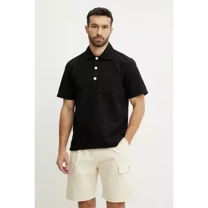 OAS camasa din bumbac barbati, culoarea negru, cu guler clasic, relaxed, 7106 imagine