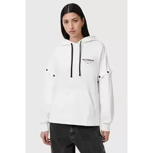 AllSaints hanorac de bumbac AMORE AMPHIE femei, culoarea alb, cu glugă, cu imprimeu, W057JC imagine