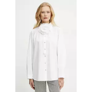 Marella camasa din bumbac VON femei, culoarea alb, cu guler clasic, relaxed, 2513111014200 imagine